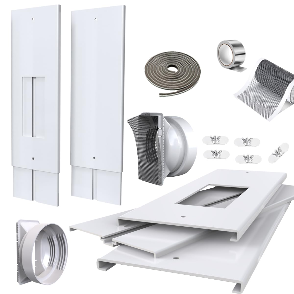 Schiebetür-Klimaanlage-Set mit Doppelschlauch, geeignet für Auspuff mit 15 cm Durchmesser und 12.7 cm Ansaugschlauch, tragbares Wechselstrom-Schiebetür-Entlüftungsset