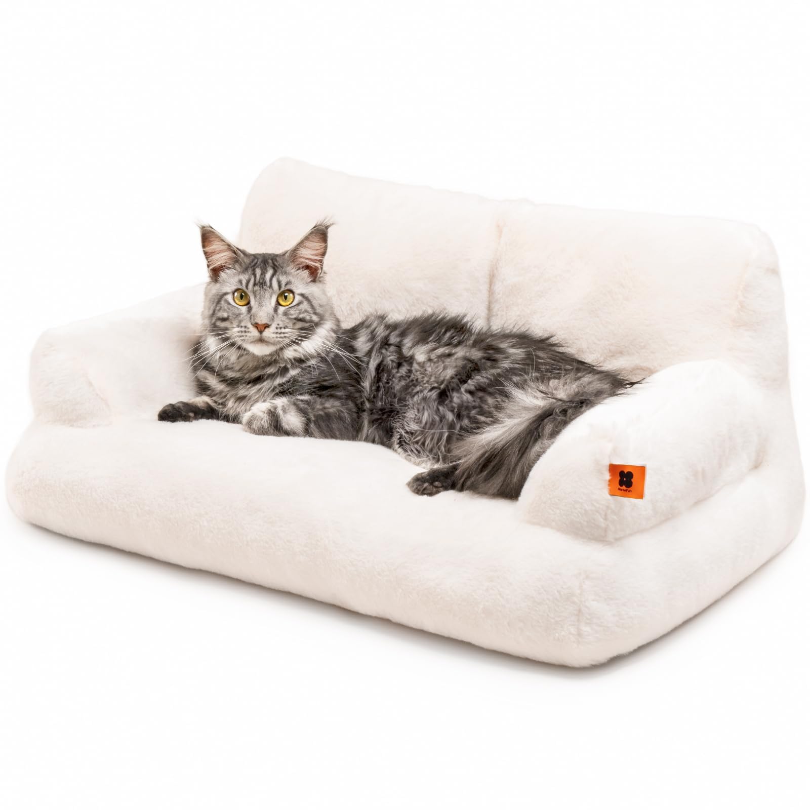 MEWOOFUN Cama para Gatos, mullida y Suave, sofá para Gatos medianos y pequeños, Cama para Gatos medianos y pequeños, Linda Cama para Gatos con Base Antideslizante (White)