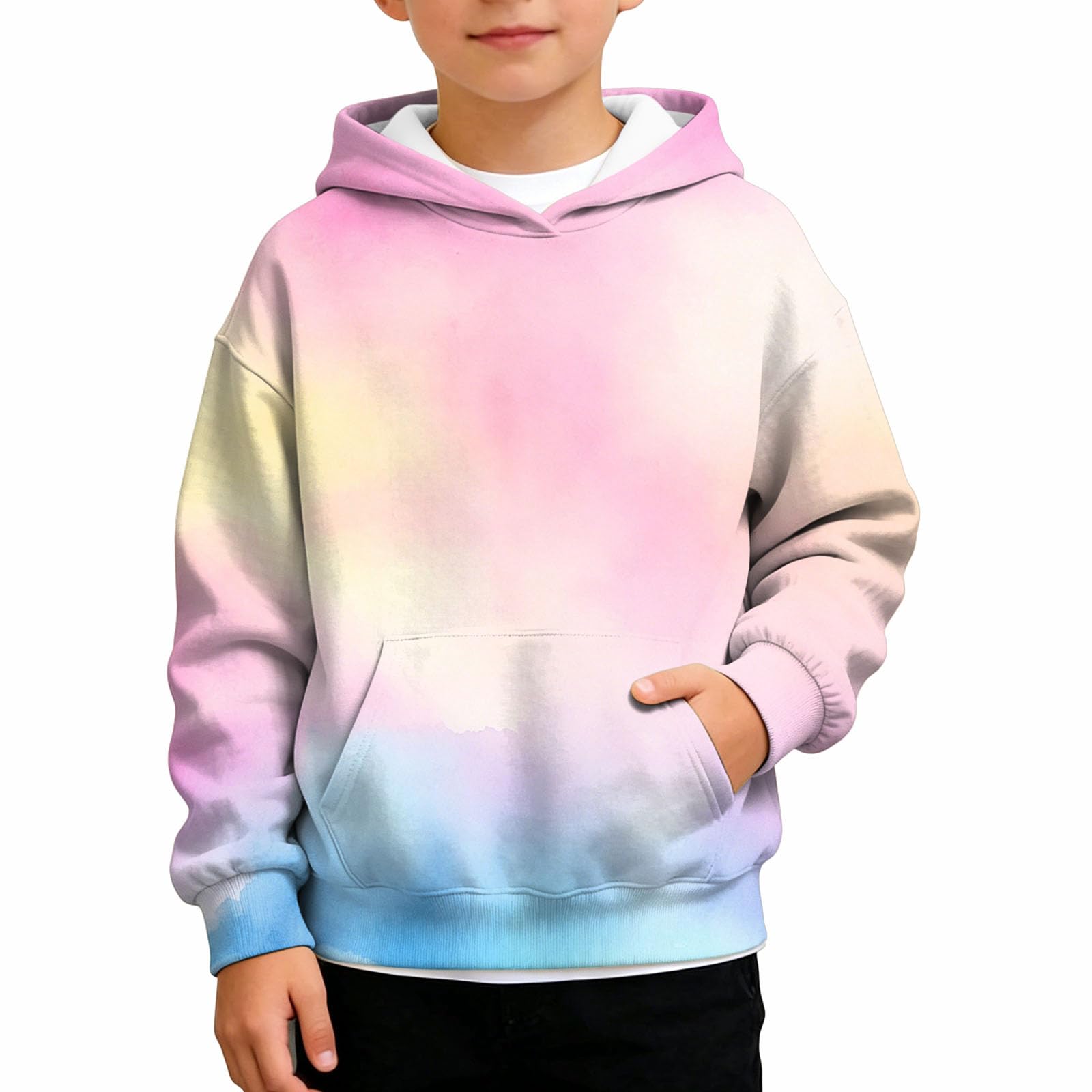 Felpa con Cappuccio Oversize Tie Dye per Bambini, Stile Autunno/Inverno, alla Moda, Sportiva. Felpa Bambina Senza Cappuccio