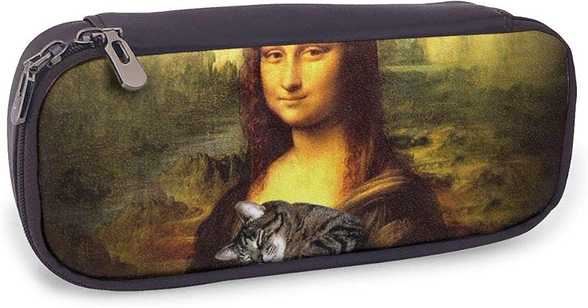 Amazon ペンケース モナリザ 可愛い 猫 筆箱 文房具 ペンポーチ 筆入れ Puレザー 大容量 収納 物入れ 軽量 防水 通学 多機能 化粧ポーチ 鉛筆ケース ペン袋 学生用 子供 女の子 男の子 ペンケース 文房具 オフィス用品