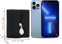 Vista 168 de UTO - Cartera pequeña RFID de piel sintética con dije de hoja, cierre de cremallera y tarjetero.