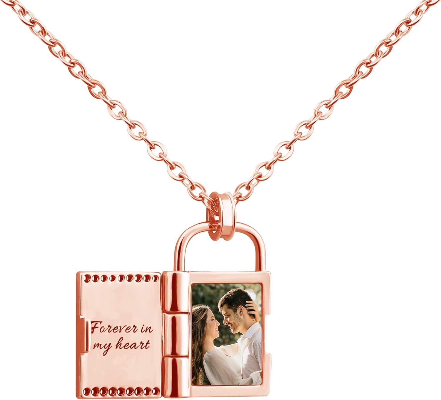 Personalized Lock Envelope Locket Necklace for Women Girlfriend Hidden Picture with Word Special Date Engraved, Custom Memories Jewelry as Anniversary, Birthday, Graduation, Mother's Day Gifts