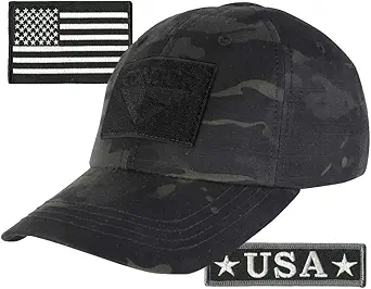 Condor Fitted Tactical Cap Bundle - USA Morale & USA Flag Patches - Choose Size