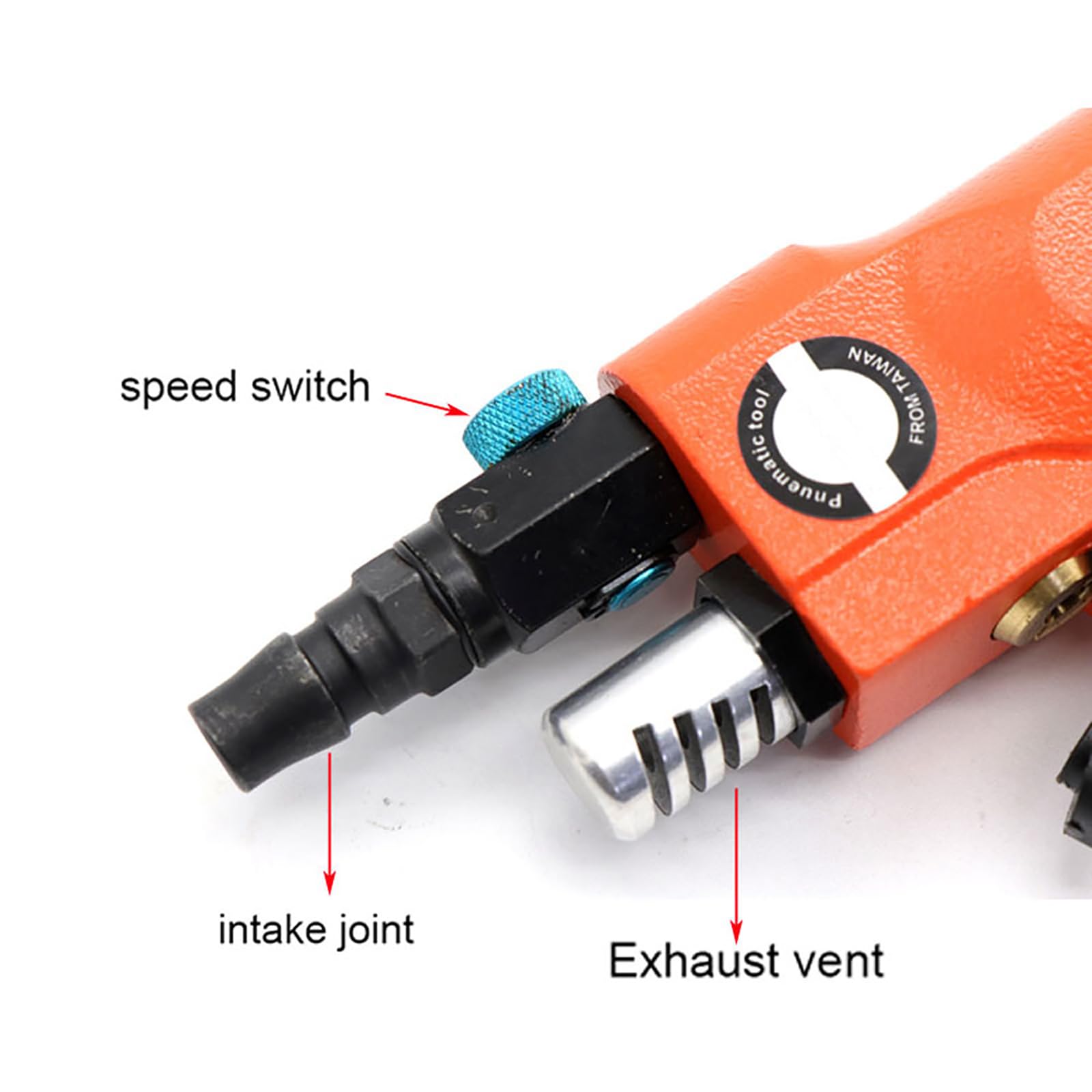 Utensile per rivettatrice pneumatica per M3 M4 M5 M6 M8 M10 - Rivettatrice efficiente e Potente con Testa Allungata, HF-703,HF-703