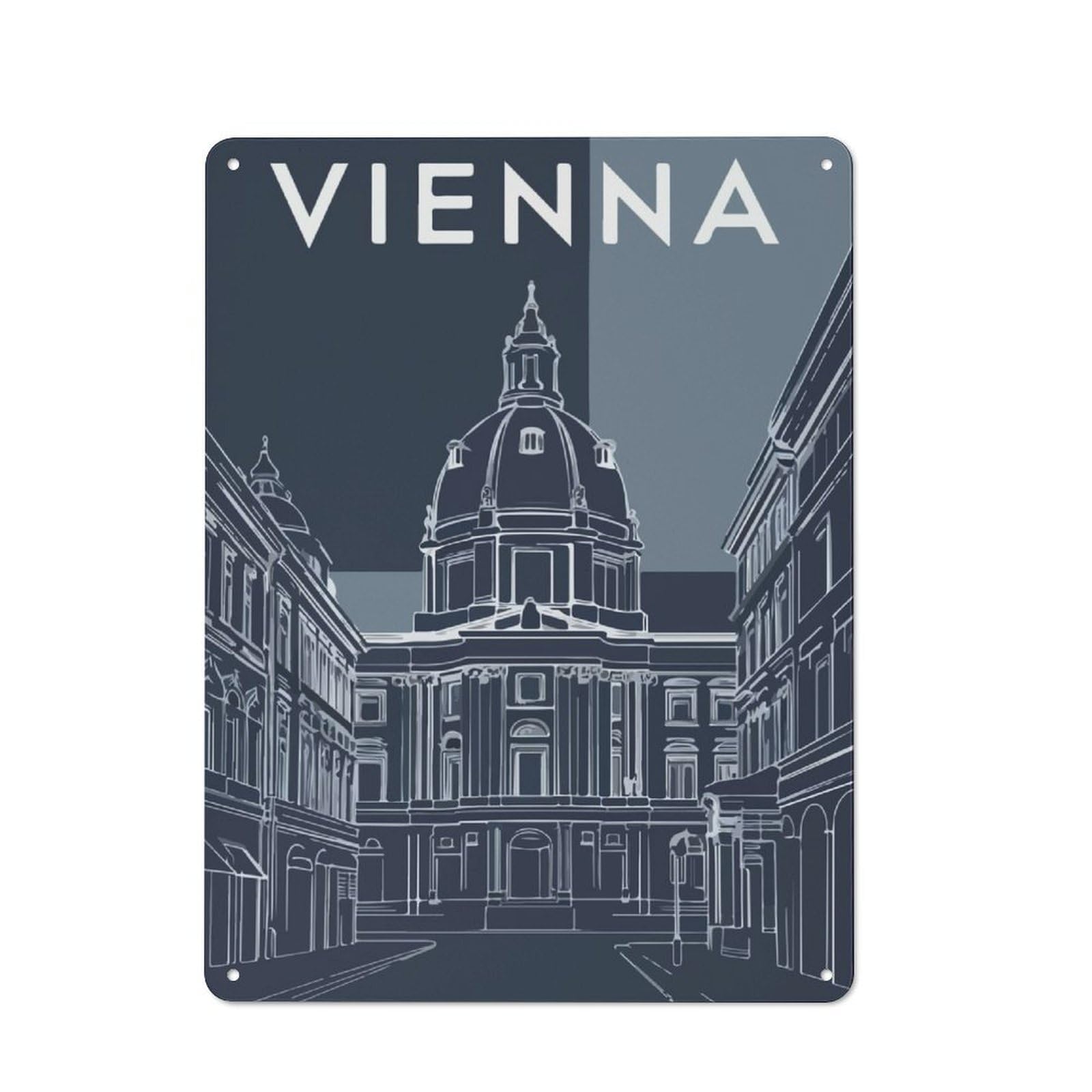 Junmoney Vienna Cityscape Retro Metal Plaque 40X30cm Featuring For Garage Wall, A Winter Wall Decor Update For Workshop Decor Fans
