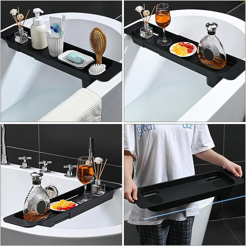 Garneck 1pc Telescopic Bathtub Frame Metal Shelf Spa Tub Metal Bracket Bathtub Trays for Tub Shower Organizer Tray Table Tray Bath Table Tray Shelves Soap Dish Desk Plastic