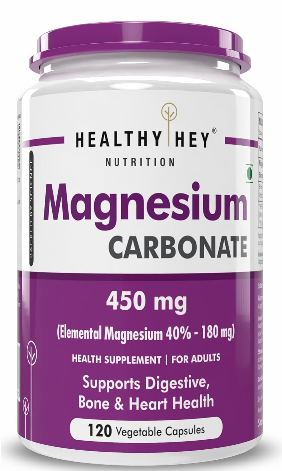 HealthyHey Nutrition Magnesium Carbonate 450mg – 120 Vegetable Capsules