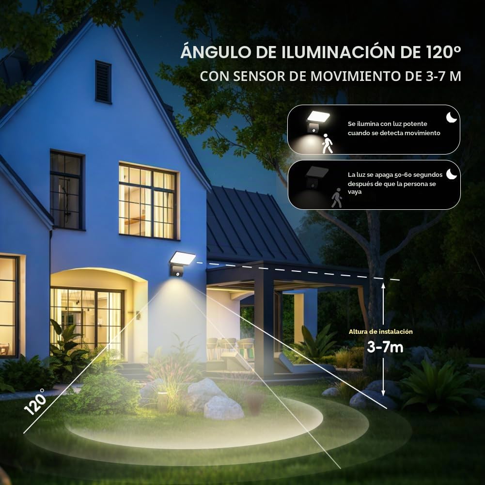 Aplique de pared LED exterior, 36 W moderno lámpara de pared ajustable interior blanco cálido 3000 K, lámparas de pared IP65 impermeables, luces de pared de aluminio para pasillo, entrada y