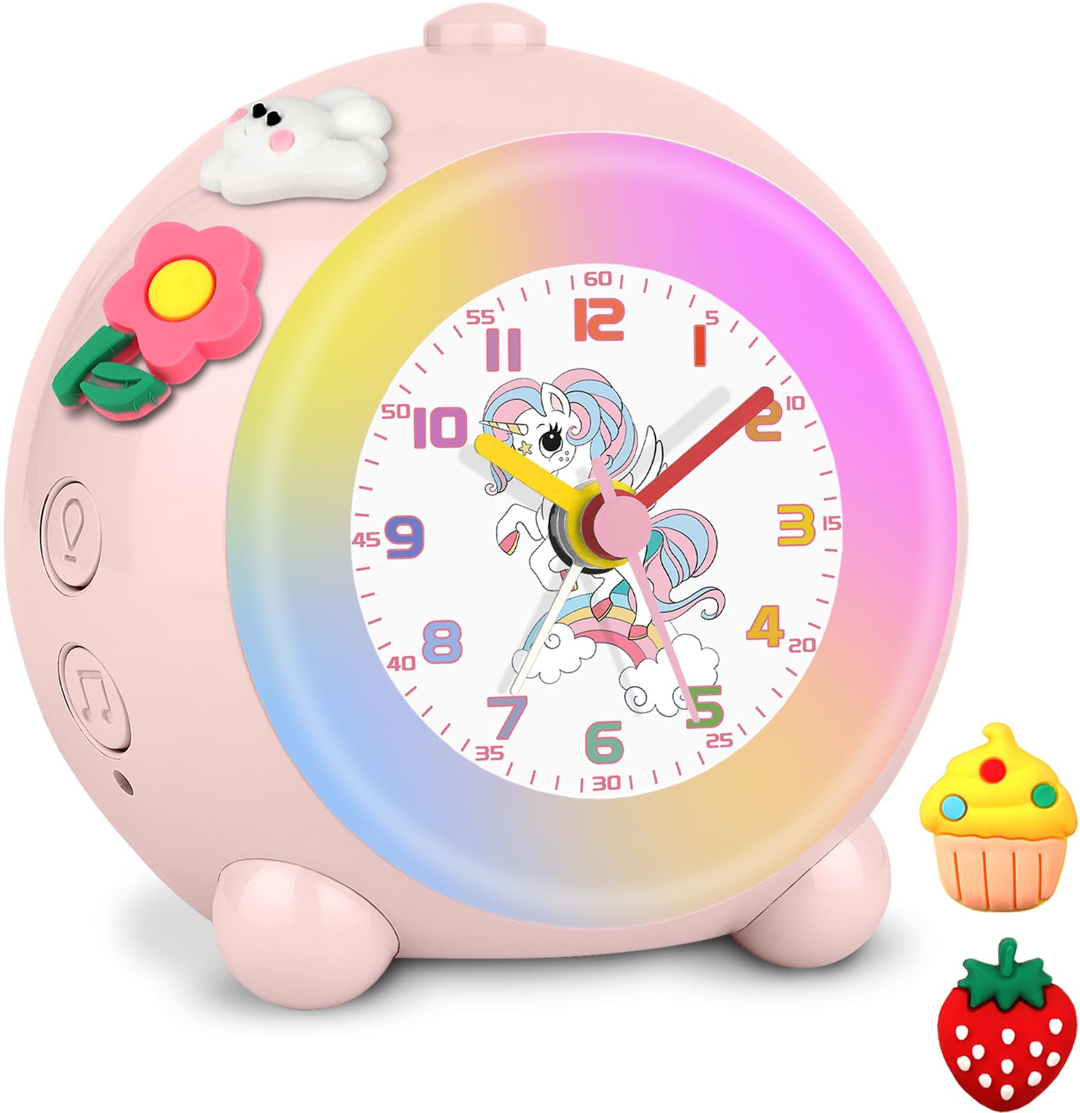 Kinder Einhorn Mädchen Wecker - Farbverlauf Licht Lautlos Alarm - Kindergeburtstag Party (Rosa)