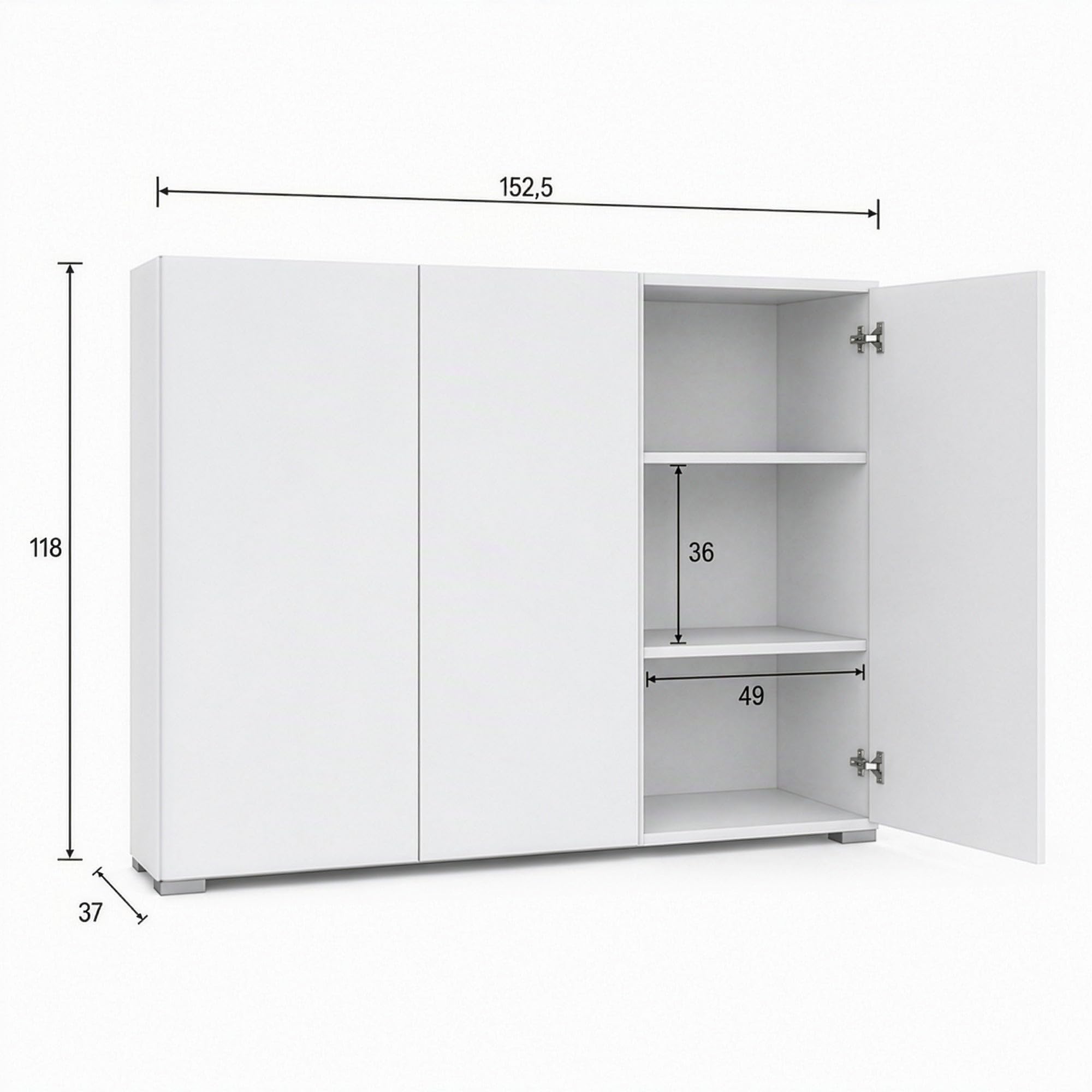 Highboard Elena M2, Aktenschrank mit Push-to-Open, Made in Germany, Moderner Schrank für Wohnzimmer Büro Eiche Evoke (152,5 x 118 x 37 cm)