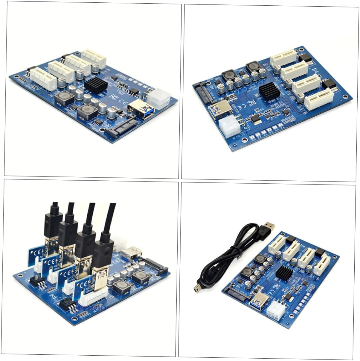 jojofuny PCI-E 1X to 4X Adapter Card for GPU Mining M.2 Expansion Card 4 Ports PCI-E Riser Extender for Desktop Computers High-Speed Data Transfer
