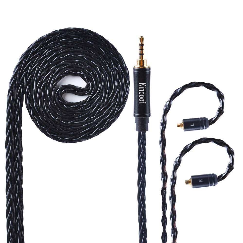 MMCX 2.5 MM 8 Core Balanced Silver Plated Replacement Cable, Black MMCX Detachable Earphone Cable Replacement Earphone Wire for Shure 846 535 215 315 425 MAGAOSI K5 LZA4 A5 TIN T2 PRO T3(2.5MM, MMCX)