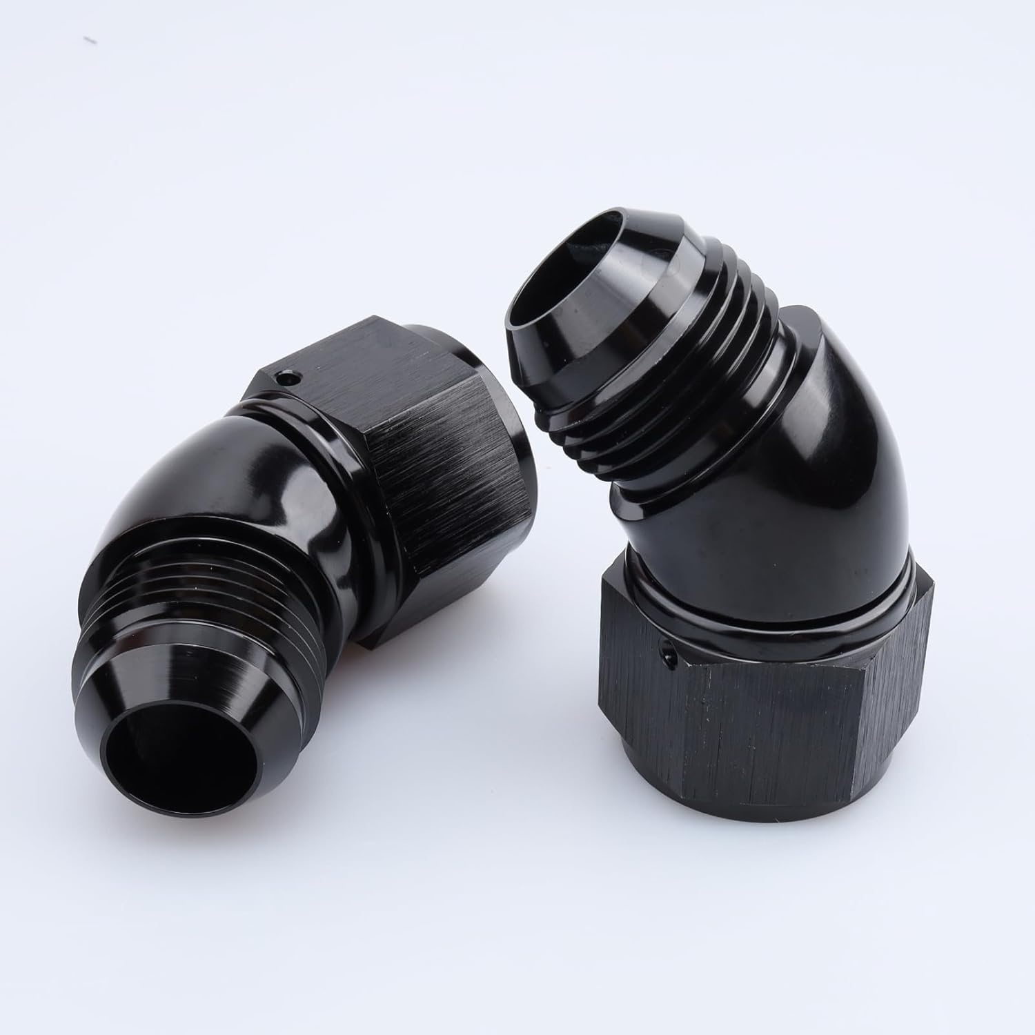 AC PERFORMANCE 45 Degree -12 AN Male to Female Swivel Union Full Flow Elbow Fitting Adapter Aluminum Black, Pack of 2