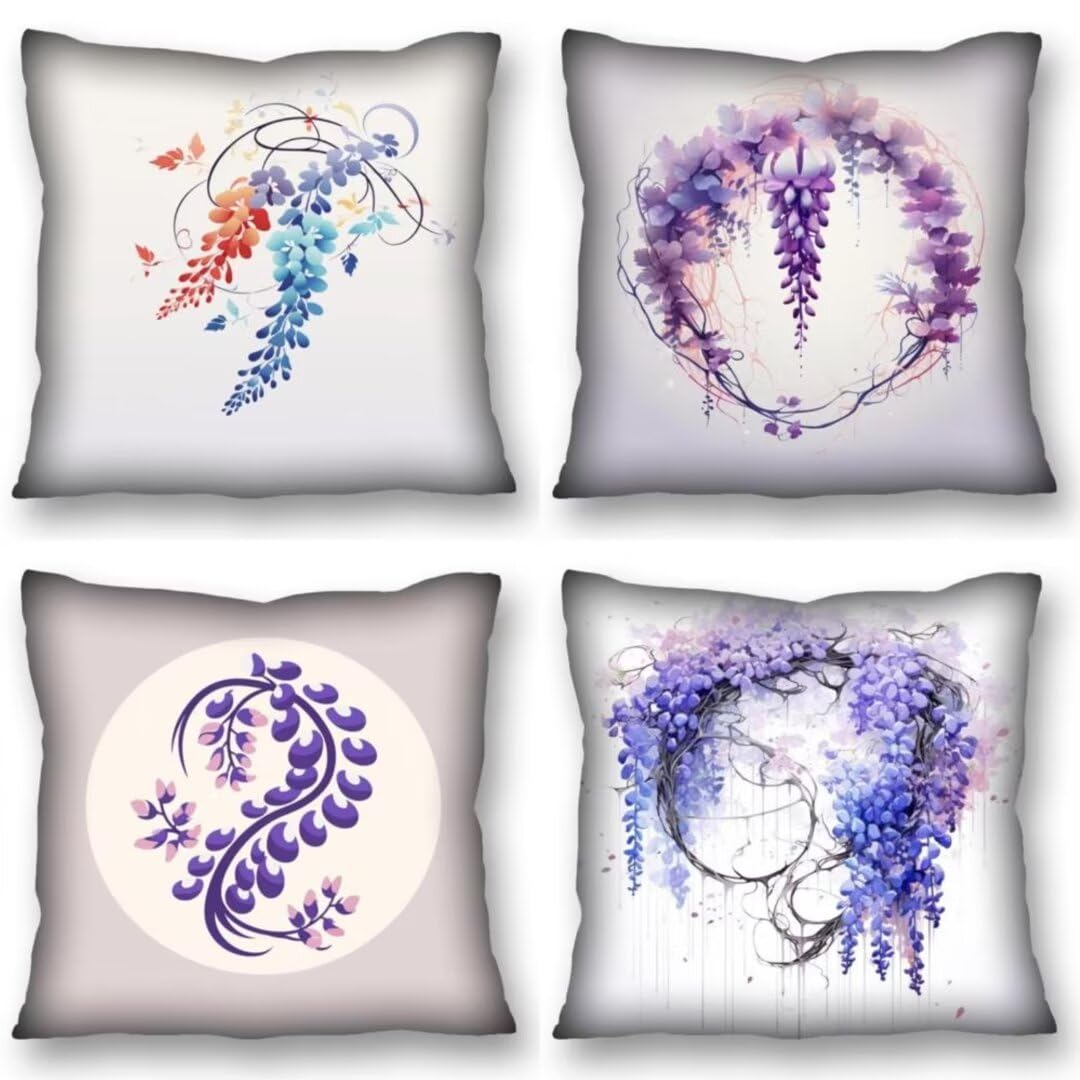 Juego de 4 Fundas de Cojines 70x70 cm Cojines Púrpura flor Funda Cojin Cuadrados de Lino Fundas Cojines Sofá Cojines Decorativos para Salón Sofá Dormitorio Coche Jardín Silla Decoración del Hogar