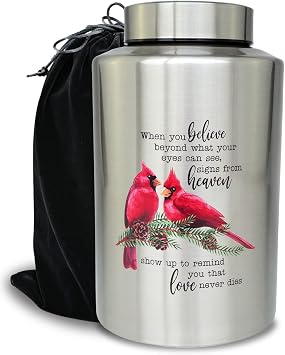 Large Cardinal Cremation Urns for Human Ashes, for Adult Female & Male