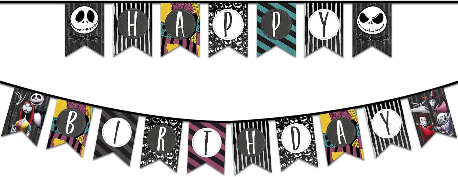 Amazon.com: Happy Birthday Banner for Kids and Adults Jack Skellington ...