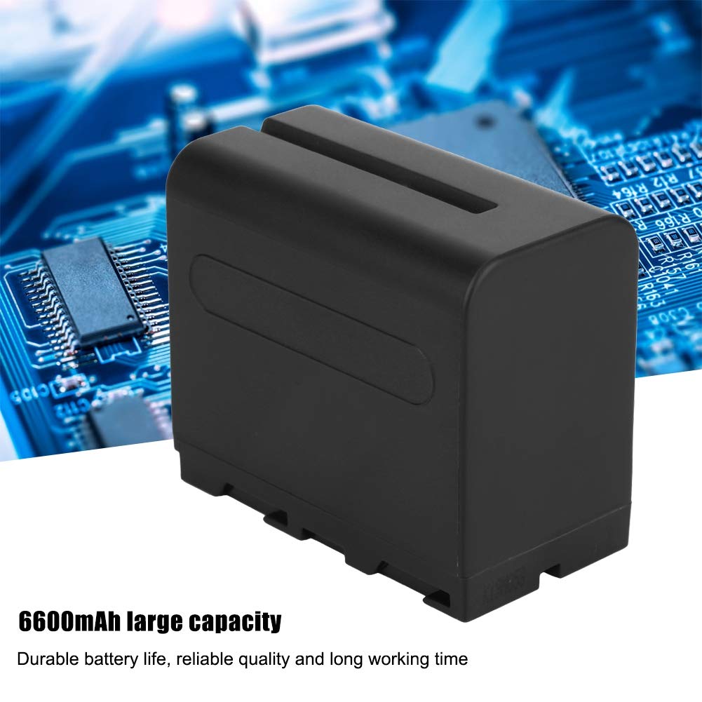 NP - Batería Recargable de Iones de Litio F960/F970, Batería de Alta Capacidad de 6600 mAh para Luz y Monitor de Video, Fuente de Alimentación Duradera con Contactos de Cobre