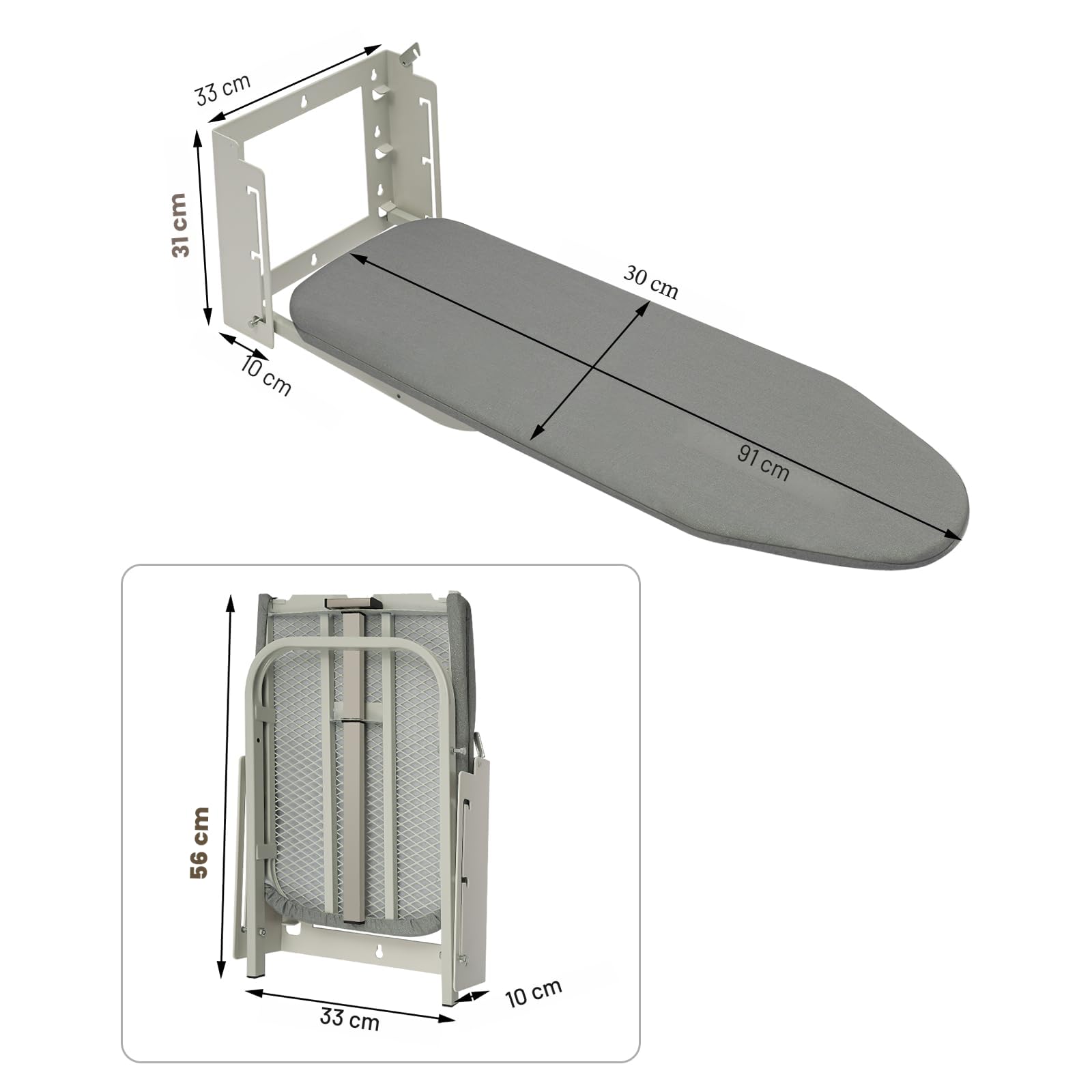 Tabla de planchar de pared, plegable con funda resistente al calor, ahorra espacio, tabla de planchar plegable para el hogar
