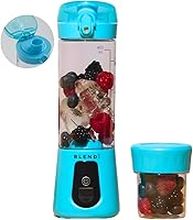 Vista 18 de BLENDi Licuadora portátil Pro+ (17.5 onzas, azul marino) – Potente motor de trituración de hielo de 120 W, recargable por USB-C, licuadora personal