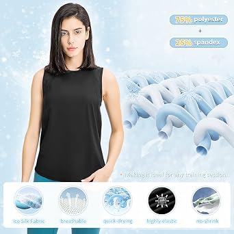 Guooolex Workout Tank Tops for Women, Loose Fit Sleeveless Athletic Tank Tops Shirts for Yoga Running