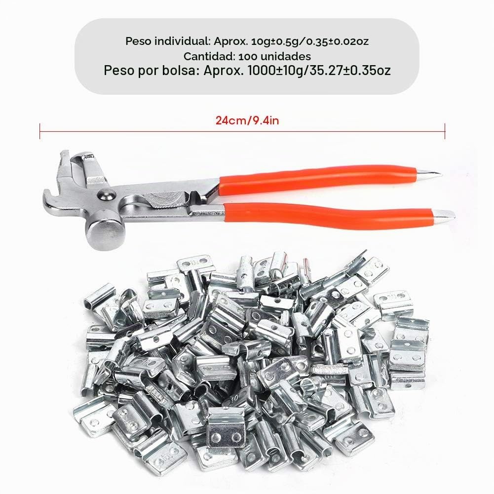 Contrapesos para Ruedas con Clip, Fydun 100 Piezas 10 G/0,35 Oz Aleación de Aluminio Equilibrio de Peso de Rueda de Gancho con Clip Reparación de Llantas para Automóviles Estilo P