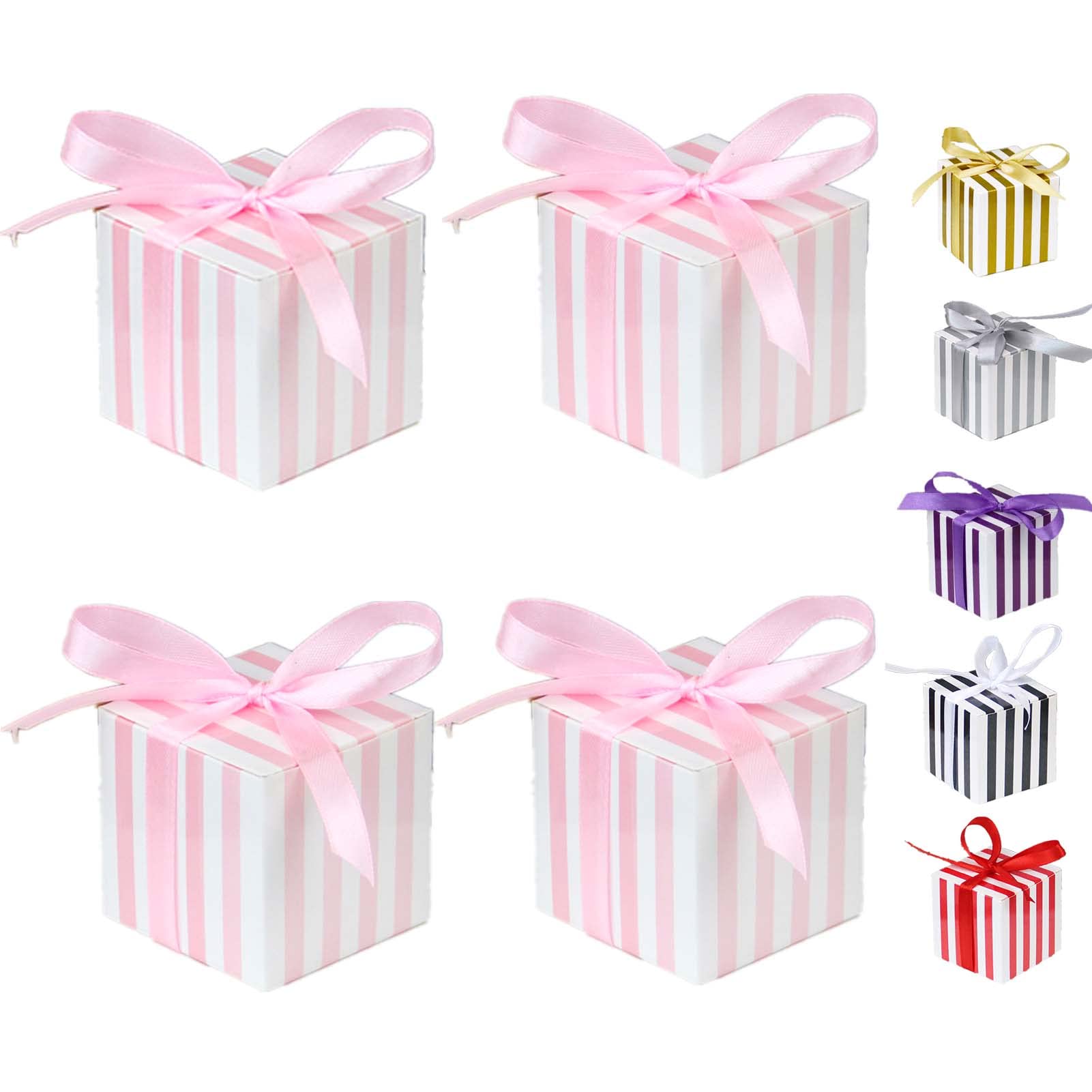 Boîtes à Dragées Baptême Rose - Lot 50 Boîtes Cadeau Bonbons Pour Mariage, Anniversaire, Communion