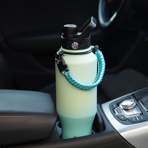 Miniatura 7 de BJPKPK Botellas de agua aisladas con tapa con pajilla, botella de agua de metal de 23 onzas con 2 tapas y correa de paracaídas, vasos de acero