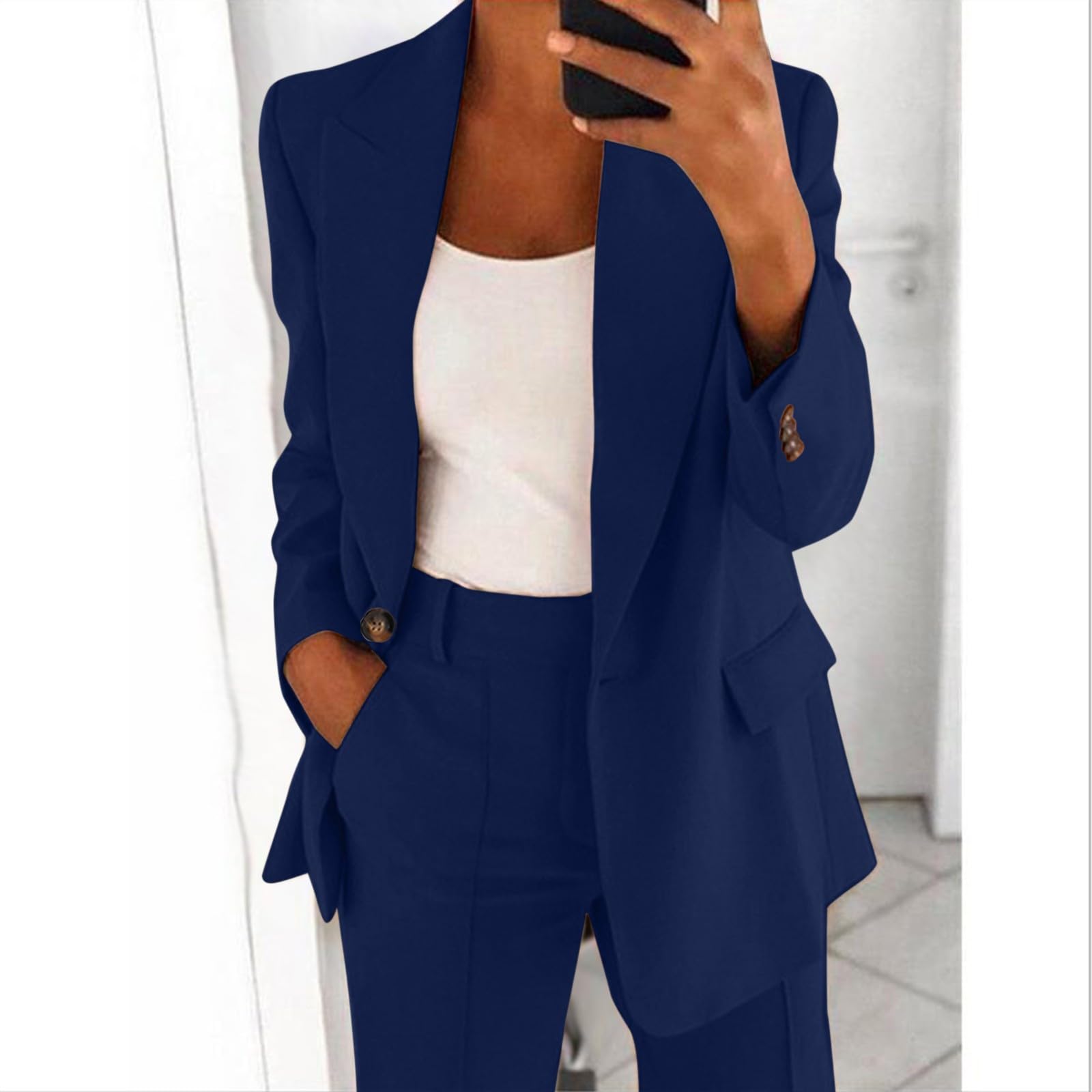 Damenblazer Elegant, Blazer Damen Sommer Elegant Langarm Elastisch Cardigan Casual Leicht V-Ausschnitt Blazer Kurzblazer Jacke EIN-Knopf Mit Stretch Und Reverskragen Damen-Blazer Sportlich-Elegant