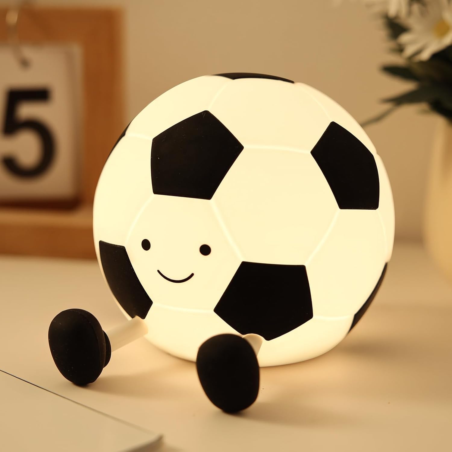 YISUN Fußball Nachtlicht, Nachtlicht Kinder, Tragbares Fussball Nachtlicht mit Touch Steuerung und Timer, Wiederaufladbare Dimmbare Silikonlampe, für Nachttisch Schlafzimmer Tischdekoration Geschenke