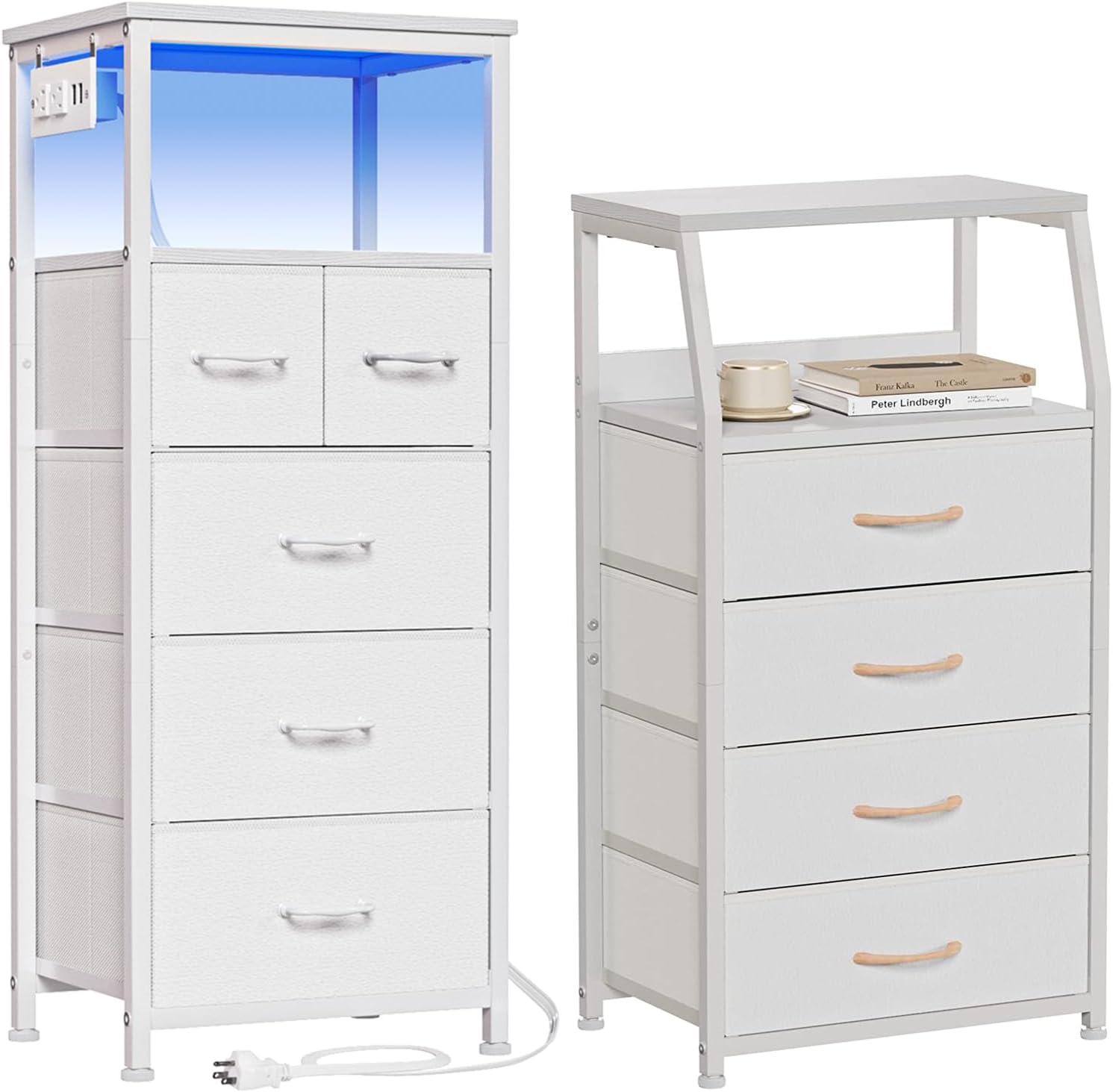 Furnulem 4 Drawer Dresser and LED Dresser with Charging Station