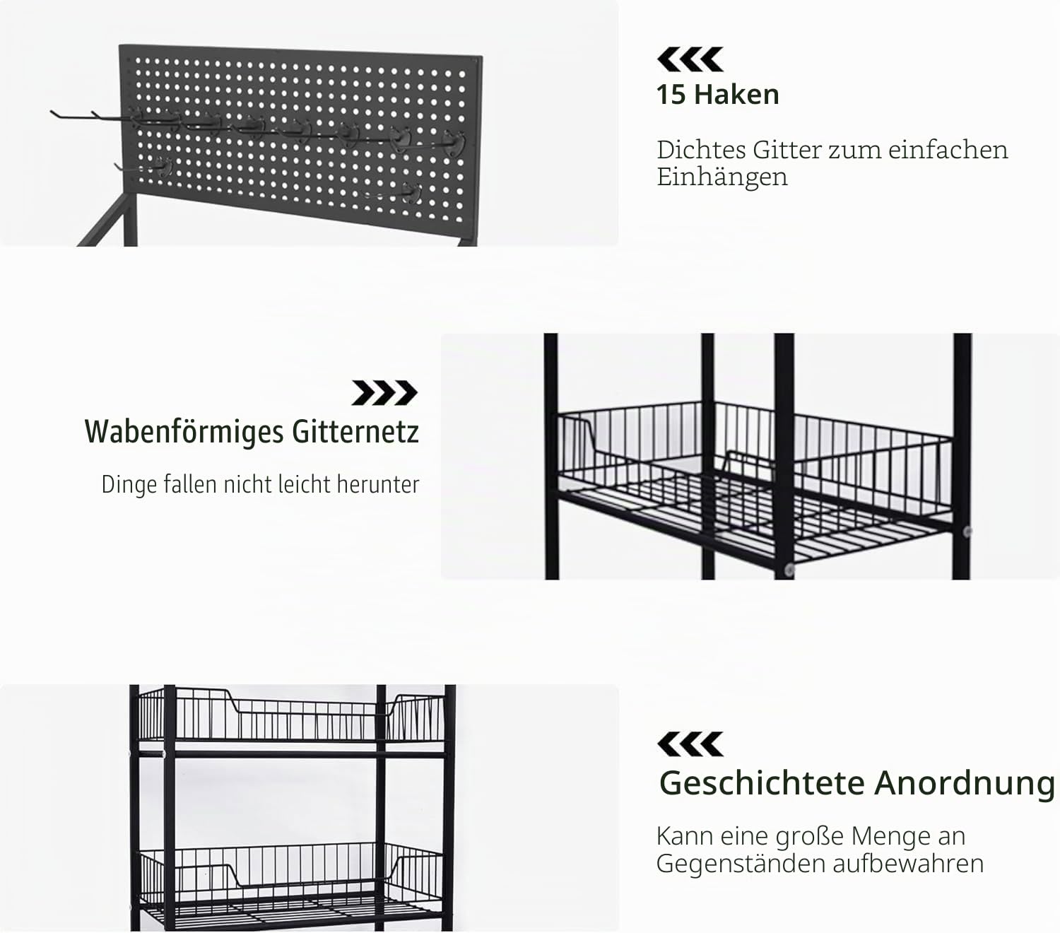 Süßigkeiten-Ausstellungsständer für den Einzelhandel, 5-stufiger Snack-Ausstellungsständer aus Metall, kommerzielles Snack-Regal für Supermärkte mit Rädern und 15 Haken,Schwarz,5 Tier