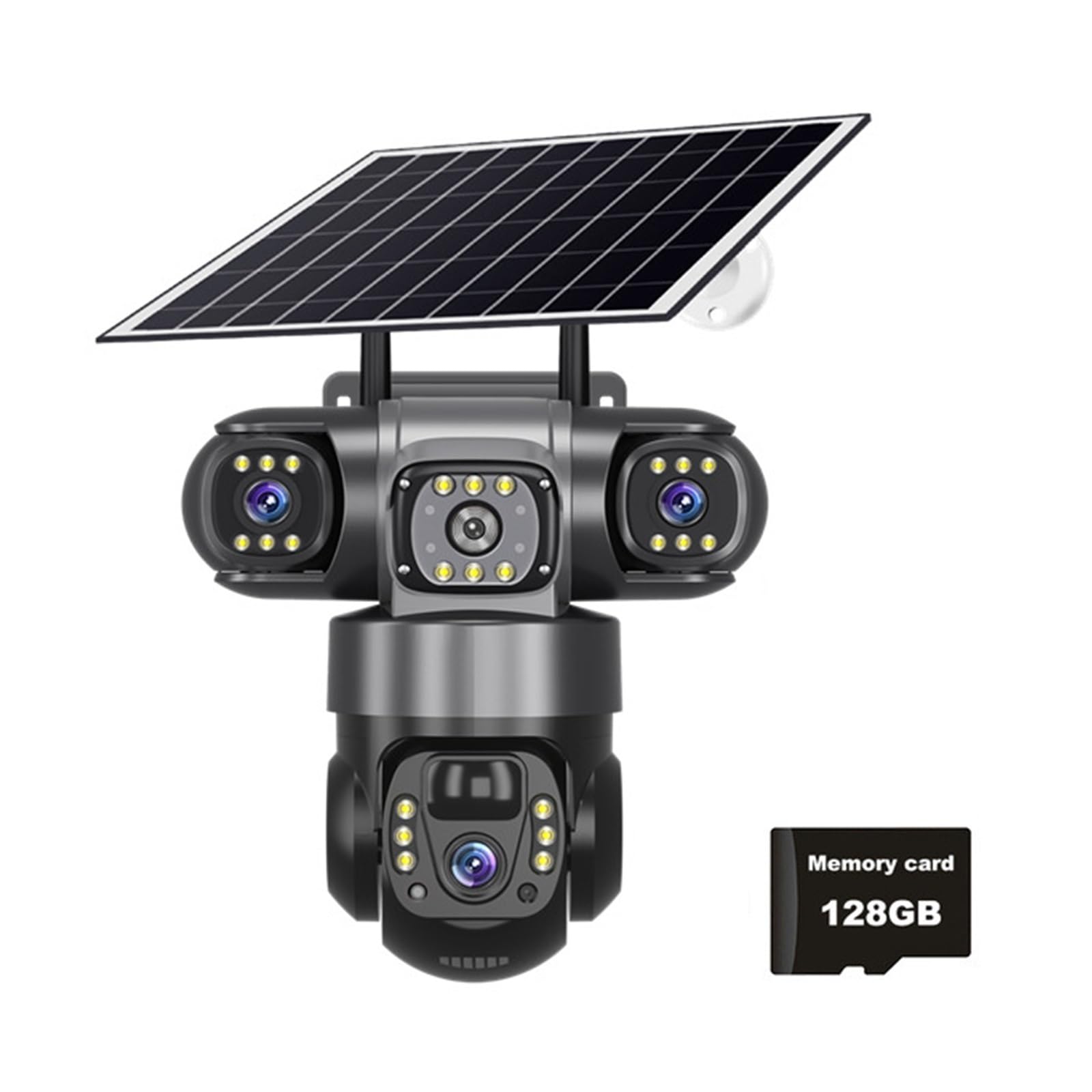 Oshpmbdlyfj 4G Camera Add 128G 12Mp 10X Zoom Triple Lens 4G Solar Camera Outdoor Three Screen Pir Motion Detection Security Surveillance Cctv Cameras(4G Camera Add 128G)