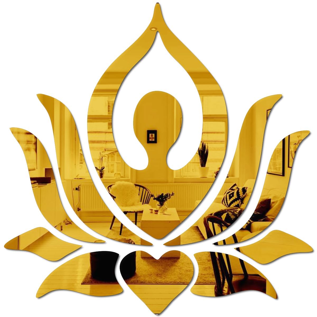 Chote Mote Seller - Lotus Mirror Stickers for Wall, Acrylic Mirror, Wall Mirror, 3D Stickers, Yoga Lotus Wall Stickers for Room Hall Home and Office (Golden, Pack of 1) (B0D77PQ4F8) Amazon Price History, Amazon Price Tracker