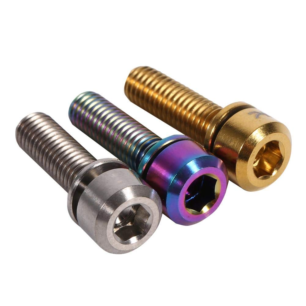 Śruba trzpienia ycle, 6 szt. Śruby M5 x 18mm ze stopu tytanu z podkładkami Zestaw zamiennik do trzpienia ycle (Rainbow)