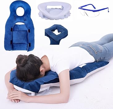 Vitrectomy Recovery Pillow with Height Adjustable Stand & Chest Pads - Reversible Face Down Pillow for Retinal Detachment & Macular Hole Patients