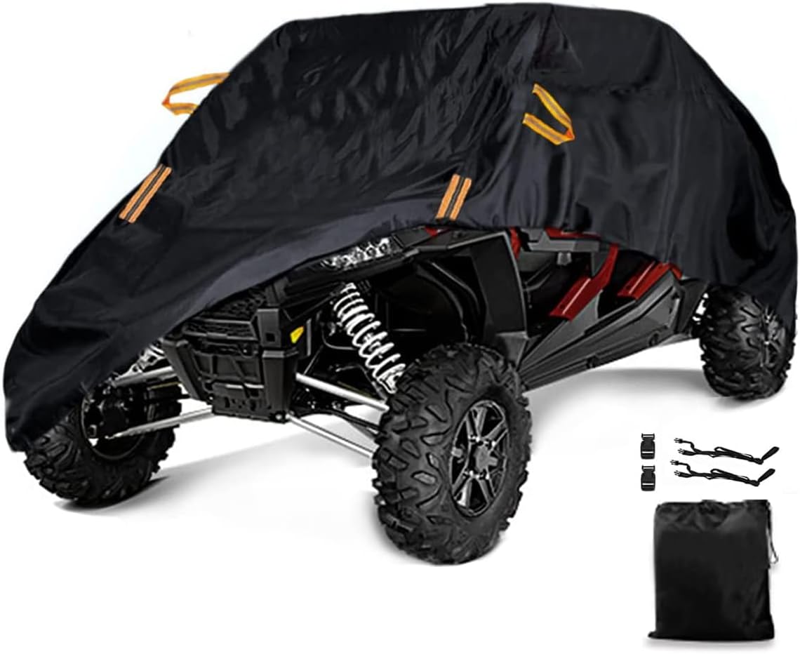 UTV Cover Waterproof Heavy Duty 4-6 Seater Cover Black Oxford Cloth Protection Covers for Polaris RZR Mahindra Can-Am Defender All Weather Side by Side Cover UTV Accessories