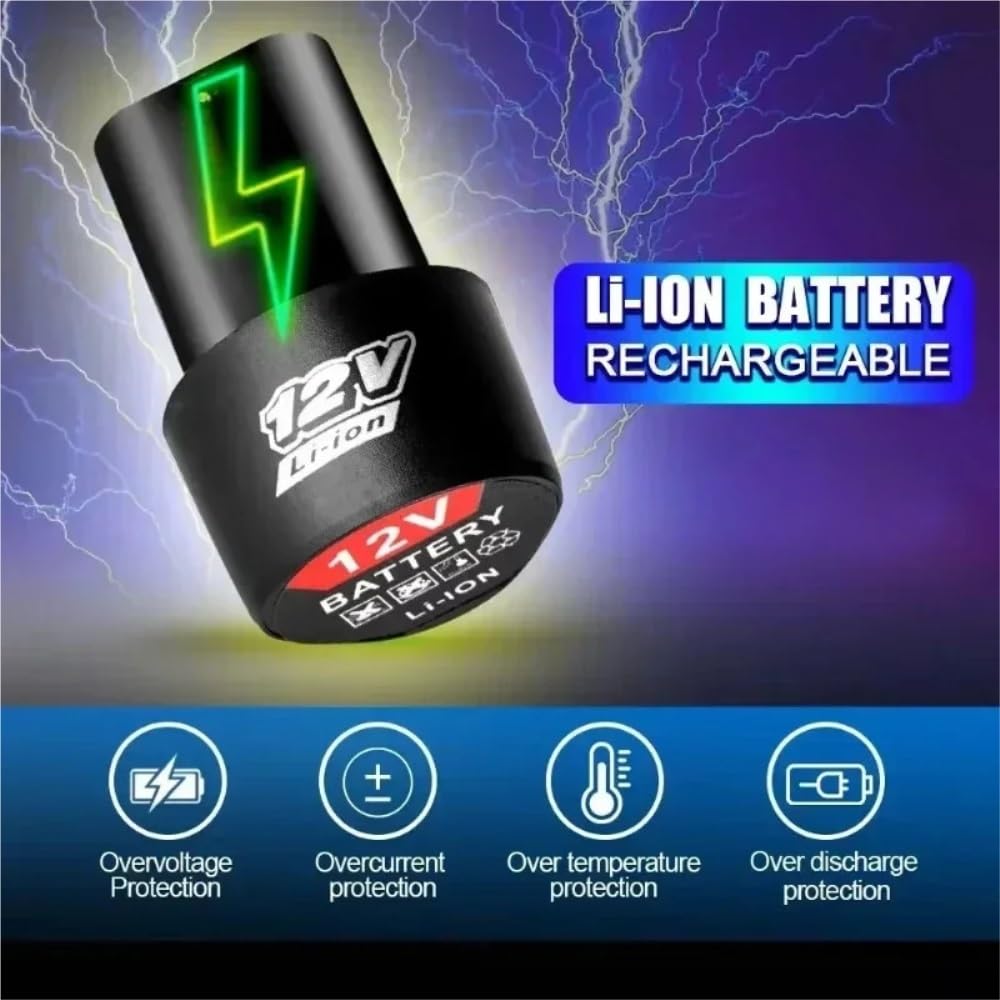 GGODSS 12V Universal Rechargeable Lithium-Ion Battery 2-Pack – 2.0Ah With Charger For Electric Screwdrivers, Drills & Mini Angle Grinders