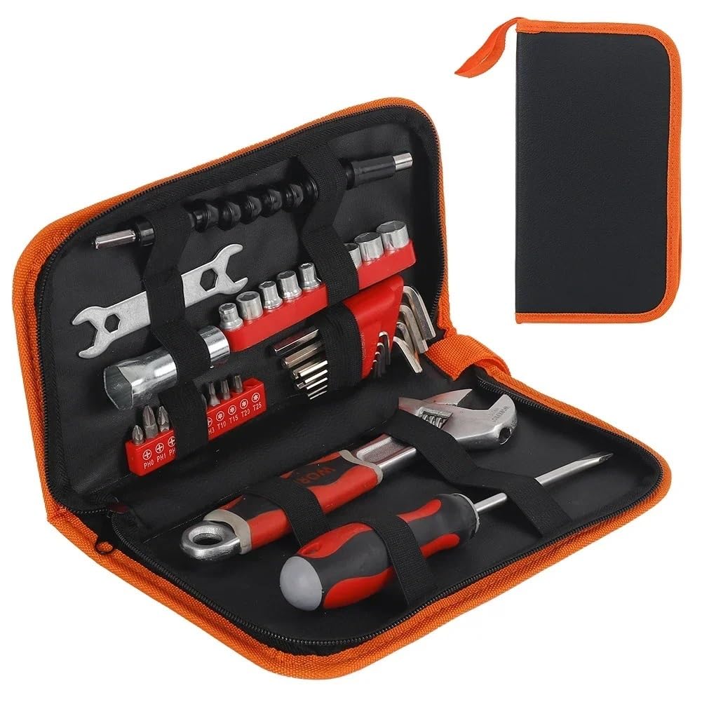 Skrzynki narzędziowe Torba narzędziowa Oxford Cloth Toolkit, zestaw naprawczy, torba na narzędzia, wodoodporna torba narzędziowa Organizer na narzędzia(Orange PU,S)
