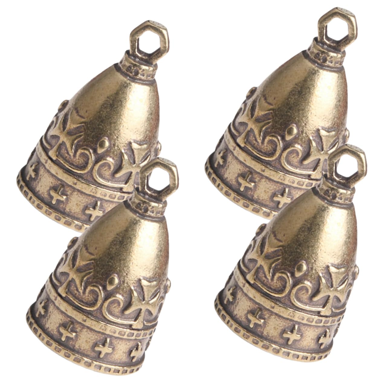 CIMAXIC DIY Bell Craft Kit 4 Vintage Copper Bells for Wind Chimes Home Decor Keychains and Christmas Tree Ornaments