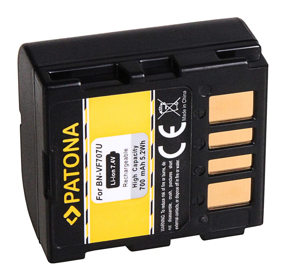 PATONA BN-VF707U Batteria 700mAh – Ricambio per JVC BN-VF707 / BN-VF714 / BN-VF733 – per GR-D239 GR-D270 GZ-MG100 GZ-MG505 GR-DF420 – riserva per riprese in Viaggio
