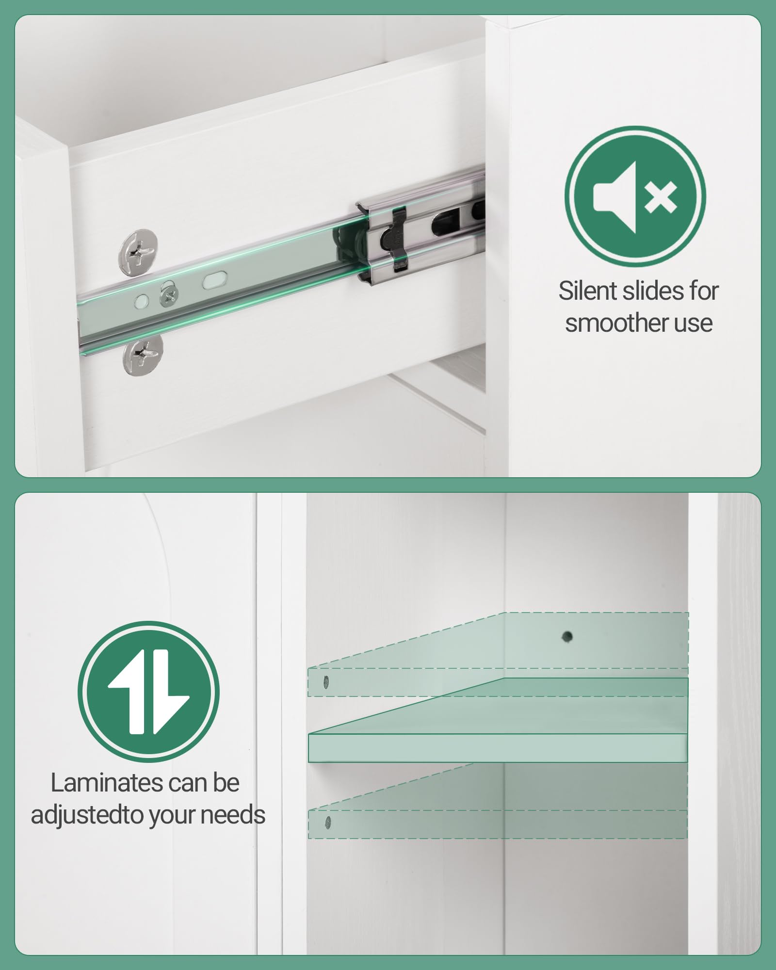 Hzuaneri Waschbeckenschrank, Badezimmerschrank, 1 Schublade 2 Schranktüren, Offenes Fach mit 3 Ebenen, Verstellbare Ablage, Weiß, 30 x 80 x 64cm BC28813G