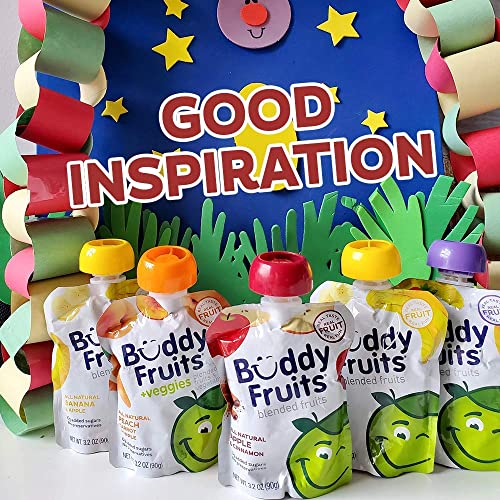 Buddy Fruits Pure Blended Fruit Snack To Go Apple and Strawberry Applesauce 3.2oz (Pack of 12) | 100% Real Fruit | No Sugar, Non GMO, Vegan, Gluten Free, No Preservatives, BPA Free, Certified Kosher - Thumbnail 5