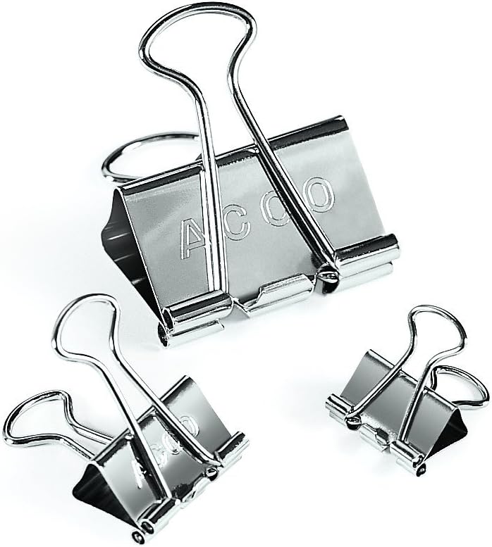 ACCO Binder Clips, Assorted Sizes, 30 Clips / Tub, Silver (A7071138)
