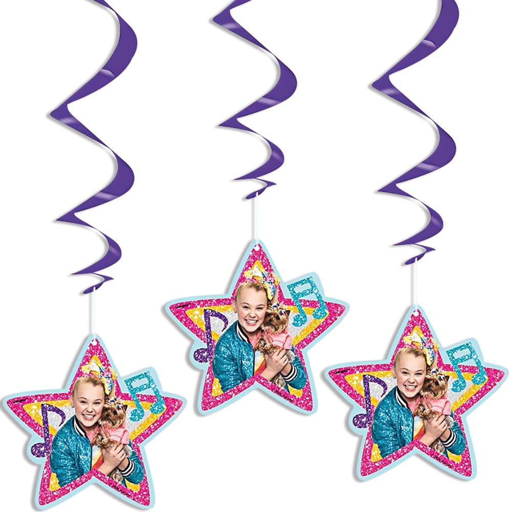 JoJo Siwa Hanging Swirl Decorations 26" (Set of 3) Multicolor Foil