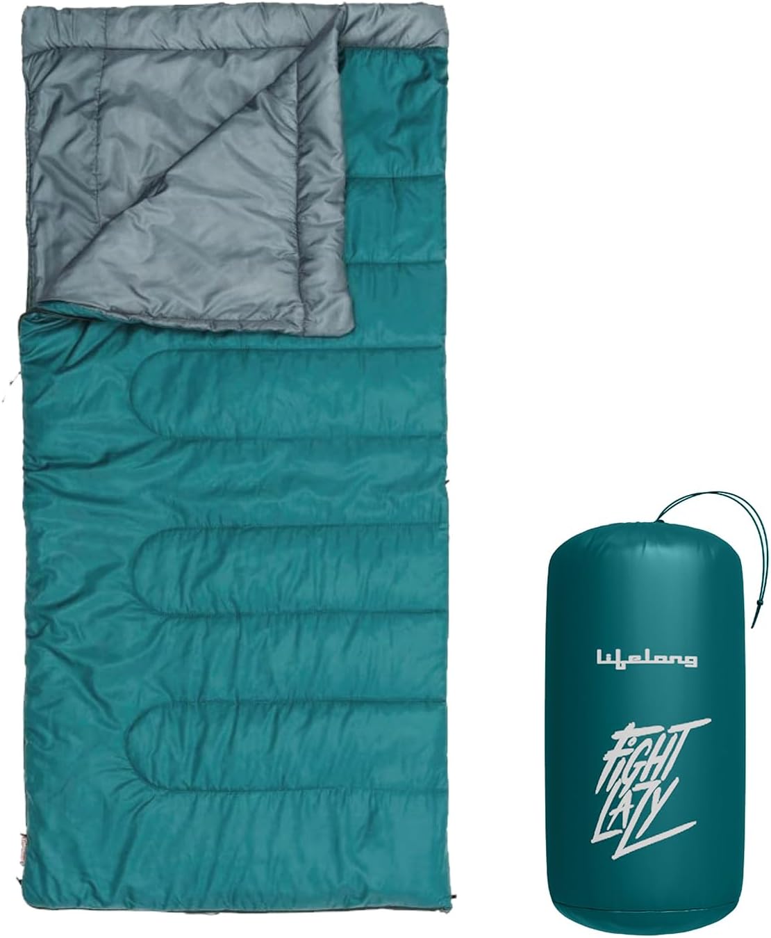 - Lifelong Sleeping Bag for Adults | Winter Sleeping Bags Certified for Temperatures +10°C | Rectangular Shape Foldable Sleeping Bag Height | Travel Accessory for Camping, Hiking, Trekking (Turquoise)