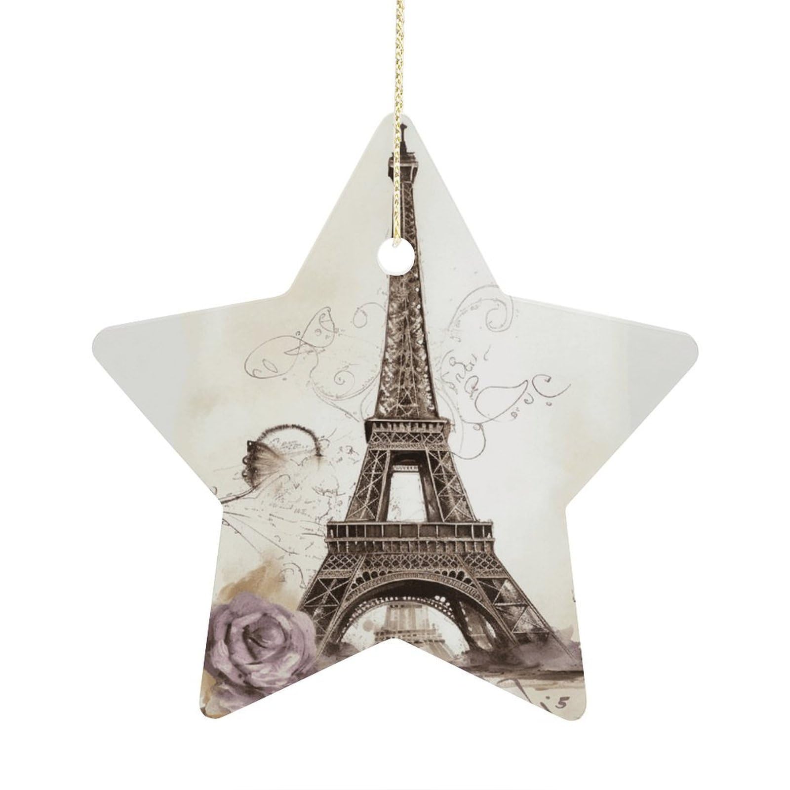 Fodpand Women's Style Eiffel Tower Ornament With String, Keepsake Hanging Decorations,Ceramic Ornaments For Men Indoor Home Holiday Party Gifts