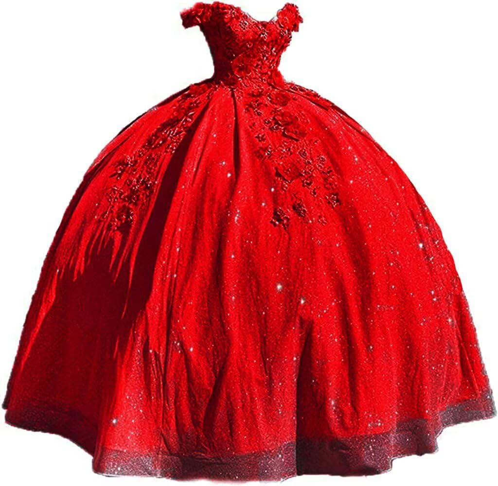 Long Prom Dress Off The Shoulder Quinceanera Dresses Ball Gown Tulle 3D Hand Made Flowers Sweet 16 Dresses