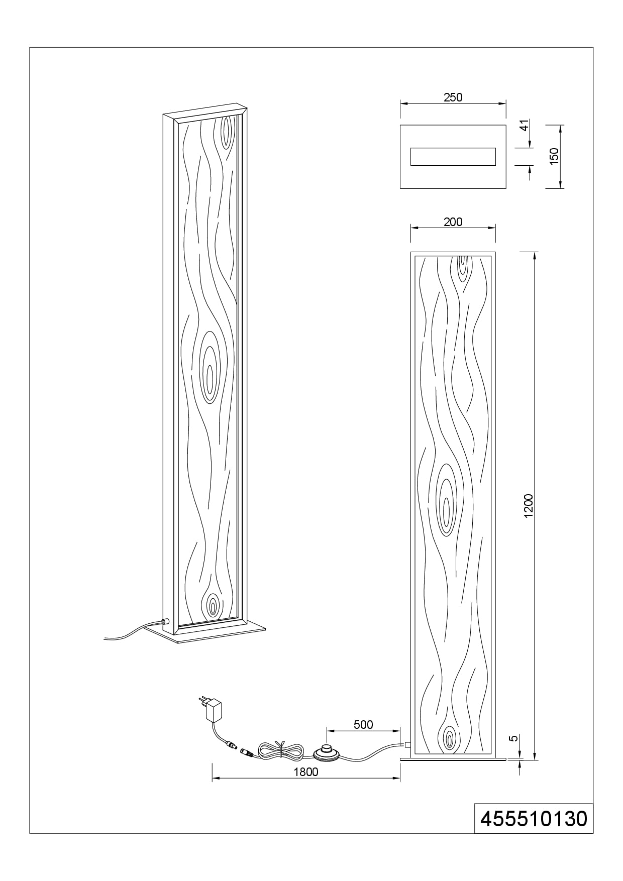 Trio Leuchten LED Stehleuchte Kalea 455510130, Metall Schwarz matt, Holz Kiefer, 35 Watt LED, 4-fach Fuß-Dimmer