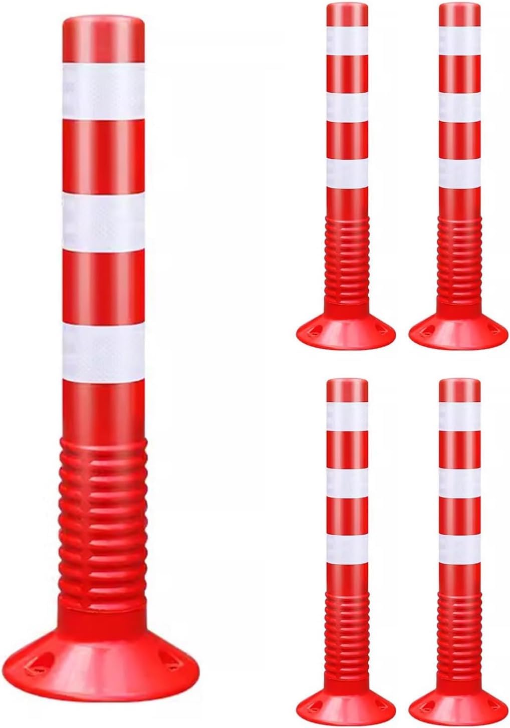 GHHVFEC Soft Rubber Traffic Ber Reflective Traffic Cone with Collar Parking Bollard Red Safety Post for Road Protection Sturdy Traffic Control Solution