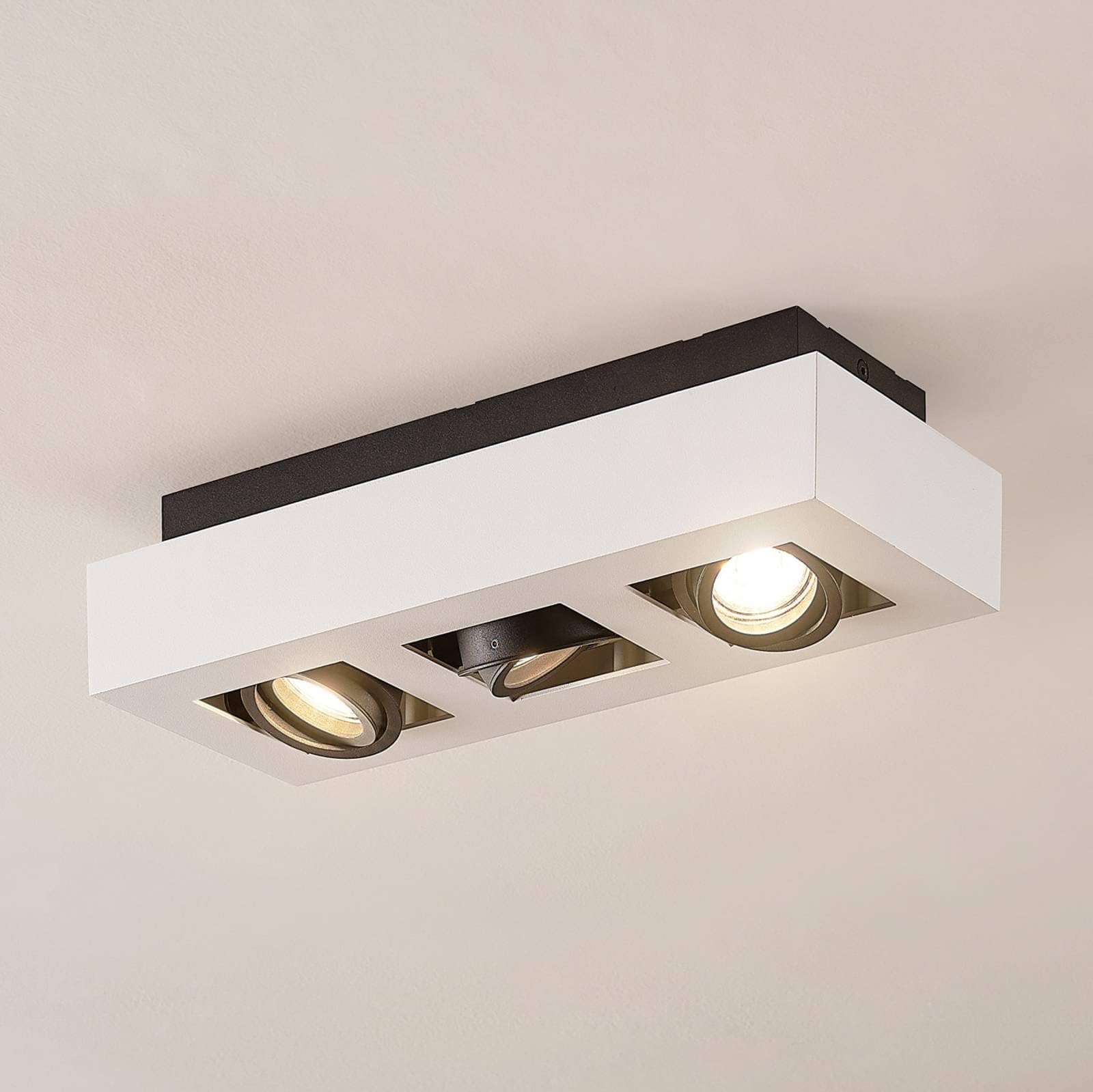 Arcchio lámpara de techo en blanco, foco | lámpara de cocina, gu10, 3 bombillas, moderno, de aluminio, angular para cocina, oficina, espacio de trabajo, sala de estar,